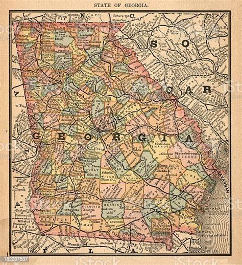 Georgia Usa Antique Maps High Resolution Stock Illustration Download