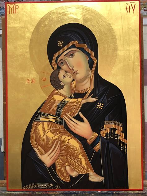 Hand Painted Byzantine Icon Of Virgin Mary Theotokos Etsy