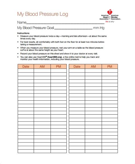 Blood Pressure Log Template 11 Free Word Excel Pdf Documents Download