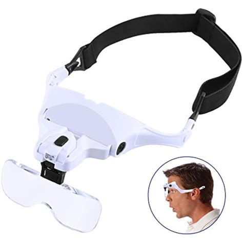 headband magnifier with led light head mounted handsfree reading magnifying for ebay