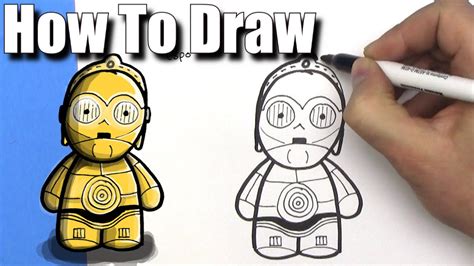 How To Draw Cute Cartoon C3p0 From Star Wars Easy Chibi Step By