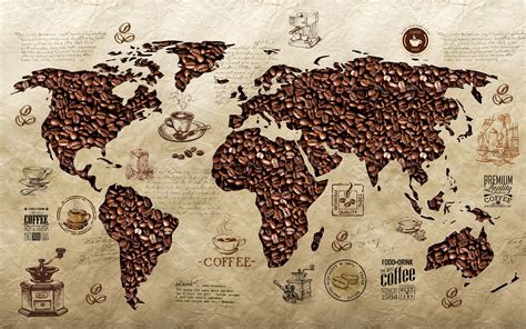 Coffee Beans World Map Wallpaper Cafe Shop Wall Mural Easy Etsy Uk
