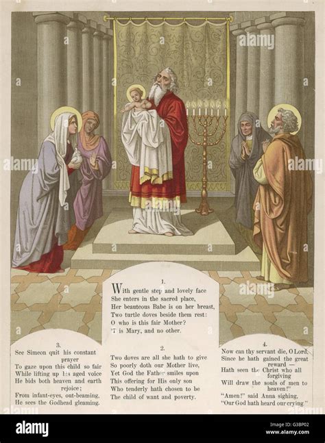 The Infant Jesus Is Presented In The Temple Simeon A Righteous Man And Anna A Prophetess