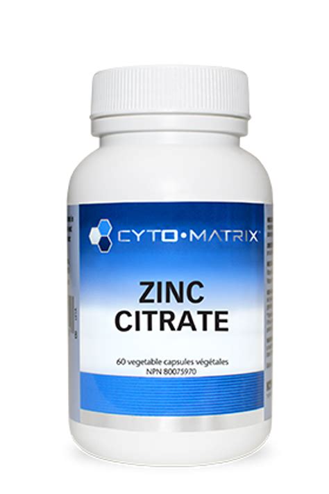 Zinc Citrate 60 Capsules Cyto Matrix Red Leaf Apothecary