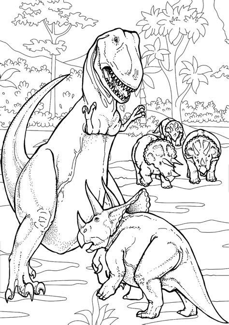 dinosaurs battle dinosaurs adult coloring pages