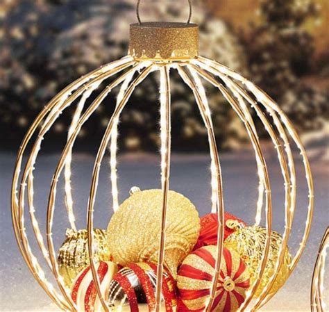 Led Christmas Holiday Lighted Twinkling 3pc Oversize Ornament Yard