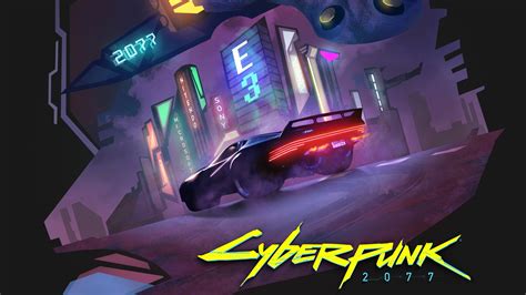Wallpaper Cyberpunk 2077 Supercar Night City E3 Game 2560x1440 Qhd