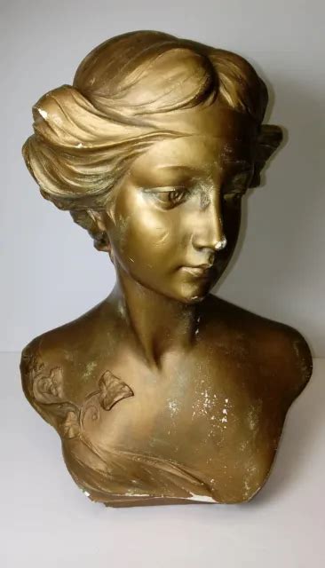 Vintage Art Nouveau Women Bust French Maiden Chalkware 17