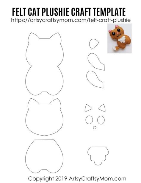 Diy Felt Cat Plushie Free Template Felt Diy Felt Crafts Patterns