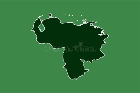 Venezuela Vector Map With Single Border Line Boundary Using Green Color