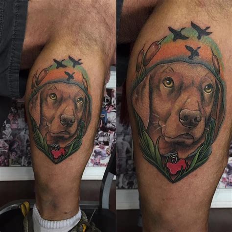 Neo Traditional Dog Portrait Color Tattoo By