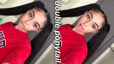 The weave ponytail is the second most common for ghana ponytail hairstyles. HOW TO DO DOUBLE SLICK BACK PONYTAILS WITH WEAVE - YouTube