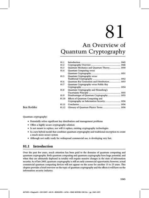Quantum Cryptography Pdf Cryptography Key Cryptography