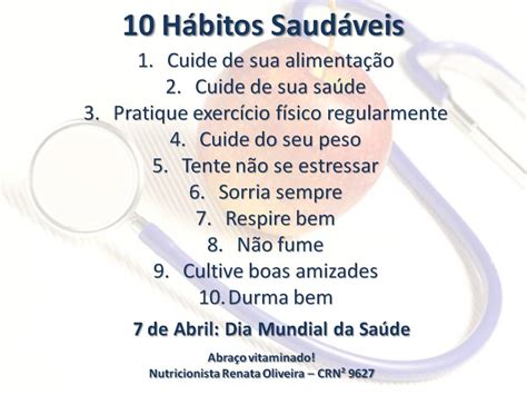 Diário Da Nutrição Nutricionista Renata Oliveira 10 Hábitos Saudáveis