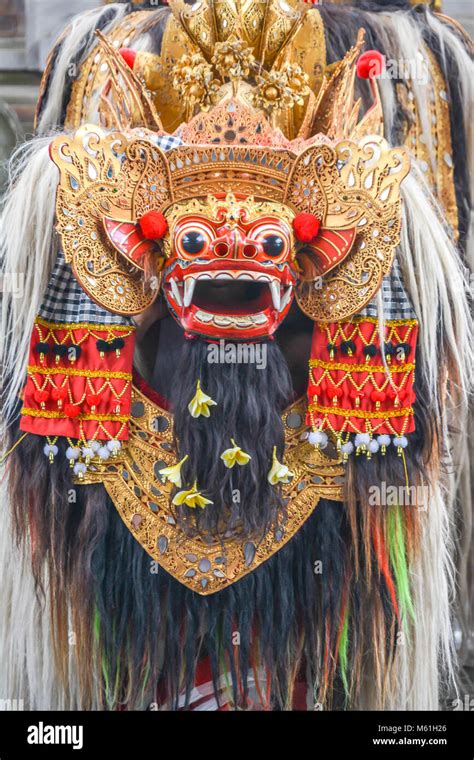 Balinese Locals Performing Barong A Mythical Lion Like Creature At A