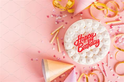 Party Birthday Background With Cake Containing Birthday Cake And