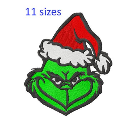 Grinch Head Machine Embroidery Design Christmas Embroidery Etsy