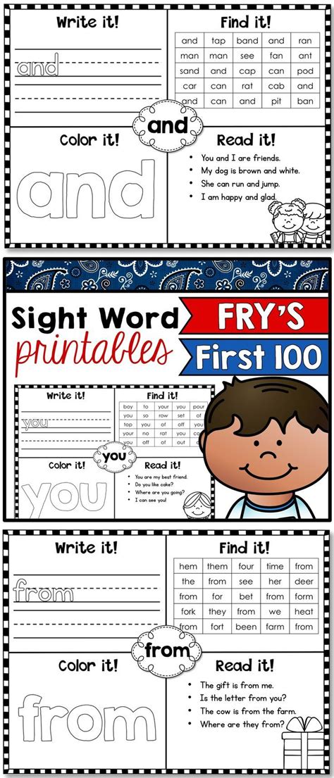 Fry Sight Words First 100 Printables Students Will Write The Word