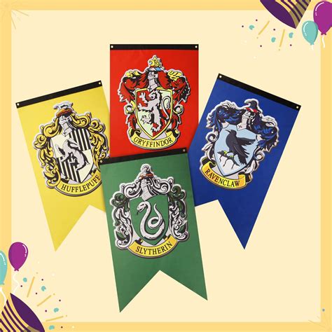 Harry Potter Complete Hogwarts House Wall Banners Ultra Premium Double