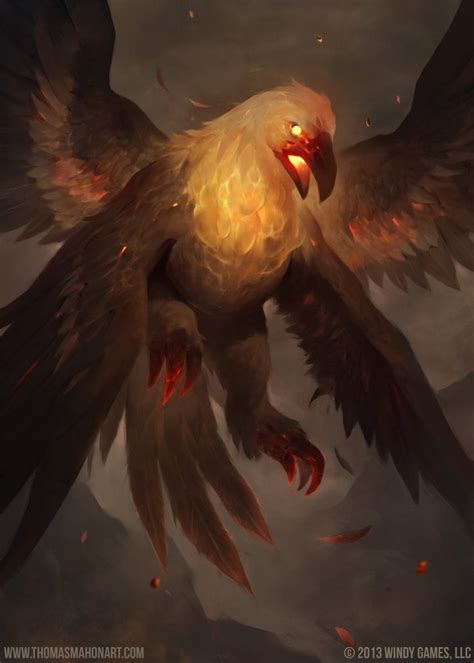Fiery Bird By Mahons On Deviantart Fantasy Creatures Art Mythical