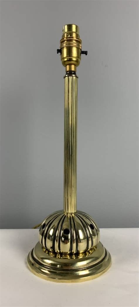 Unusual Late Victorian Brass Reeded Column Table Lamp Rewired And Pat Tested 758294