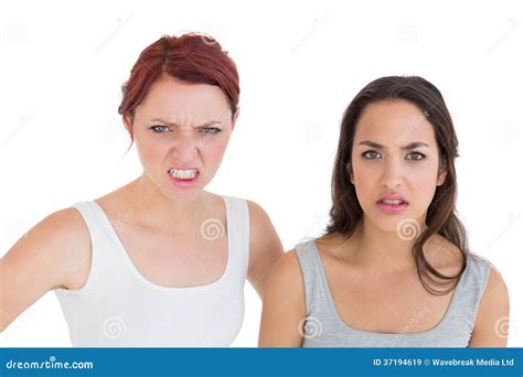 Closeup Portrait Of Two Angry Young Female Friends Stock Image Image Of Front Friends 37194619