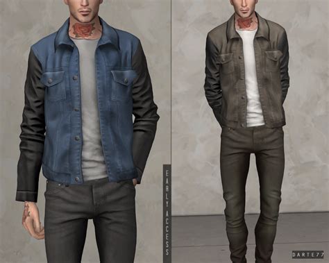 Denim Jacket Darte77 Sims 4 Male Clothes Sims 4 Clothing Sims 4