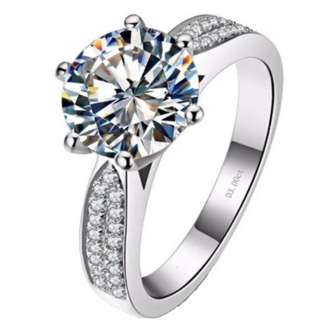 Genuine White Gold 18k Brand Quality Real 3ct Moissanite Diamond Ring