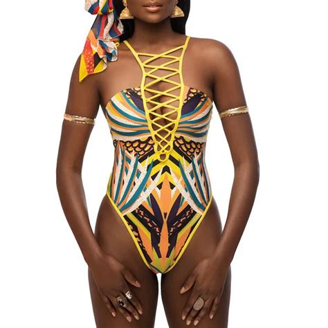 itfabs women push up padded bra africa print sexy bandage 2018 summer bikini set swimsuit