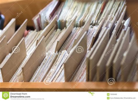 File Folders In A File Cabinet Card Catalog In A Library Closeup