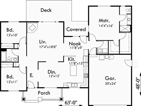 Single Level House Plans Ranch House Plans 3 Bedroom House Plan