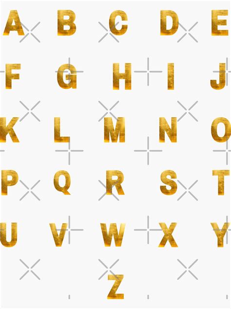 Gold Letters Alphabet Calligraphy Alphabet Art Sticker For Sale By