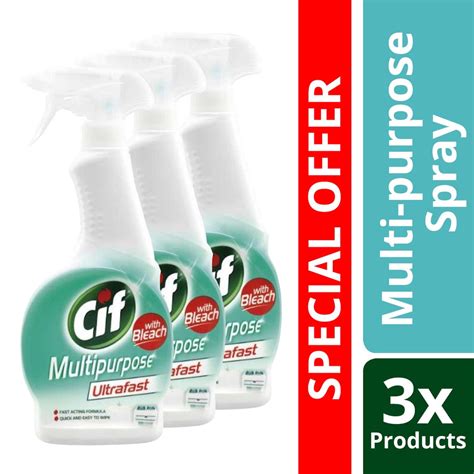 Bundle Cif Multi Purpose Spray Ultrafast 450ml With Bleach X3 Murato