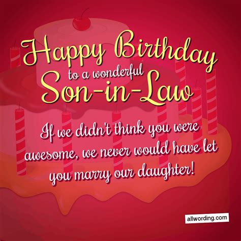 Rated 3.6 | 120266 views | liked by 100% users. 30 Clever Birthday Wishes For a Son-in-Law » AllWording.com