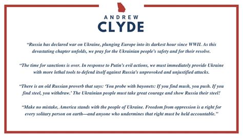 Rep Andrew Clyde On Twitter My Statement On Russias Invasion Of