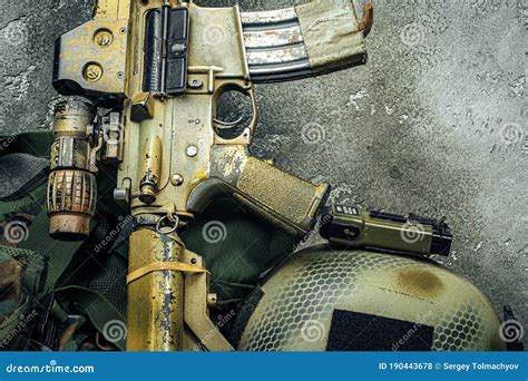 Modern Weapon Series Us Army Assault Rifle Close Up Stock Photo