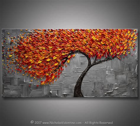 Huge 60 Original Abstract Tree Painting Palette Knife Impasto