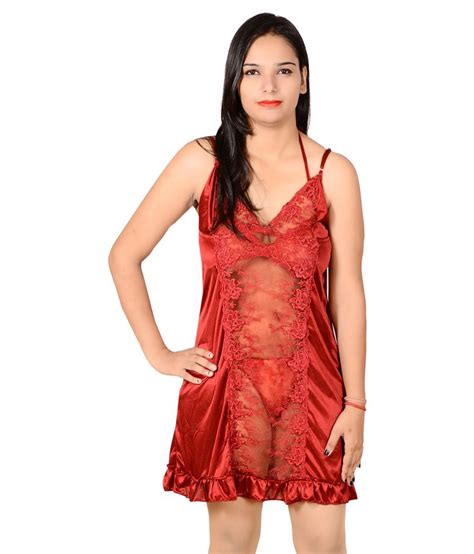 Buy Lyss Red Satin Nighty Online At Best Prices In India Snapdeal