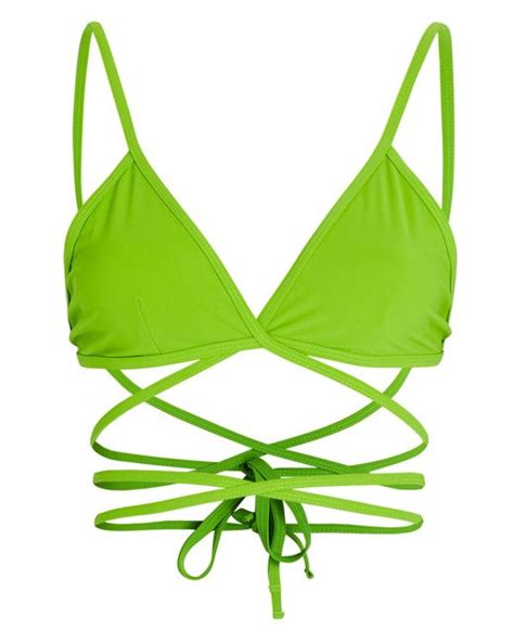 Christopher Esber Looped Tie Back Bikini Top In Green Lyst