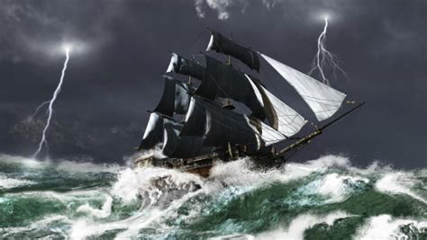 Sailing Ship In A Lightning Storm Stock Photo Download Image Now Istock