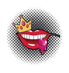 Female Mouth Dripping With Cherry Fruit Royalty Free Vector