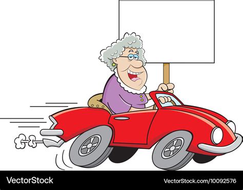 Cartoon Old Lady Driving A Sports Car Royalty Free Vector