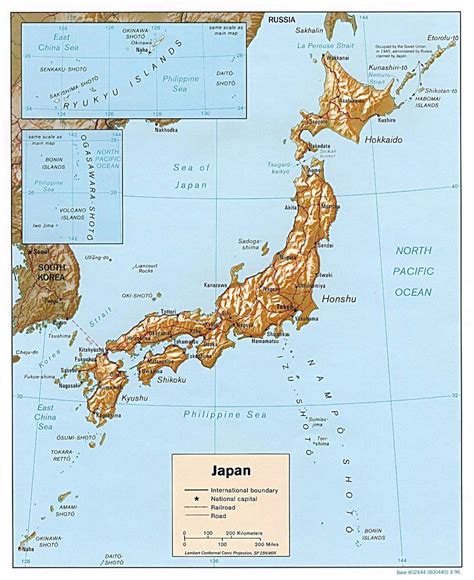 Detallado Mapa Político De Japón Con Relieve Carreteras Ferrocarriles