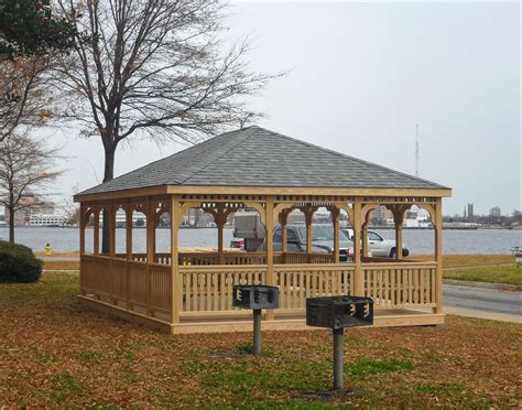 A rigid back serves to offer additional strength to the wooden frame. Customer's Photo - 16' x 20' Treated Pine Rectangular Gazebo