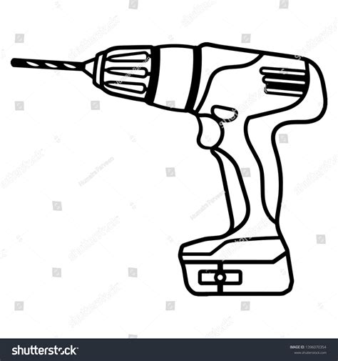 Drill Machine Clip Art Hand Drawn Vector De Stock Libre De Regalías