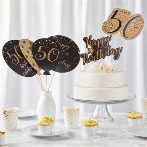 30 Pieces 50th Birthday Table Decorations Stick Table Toppers 4