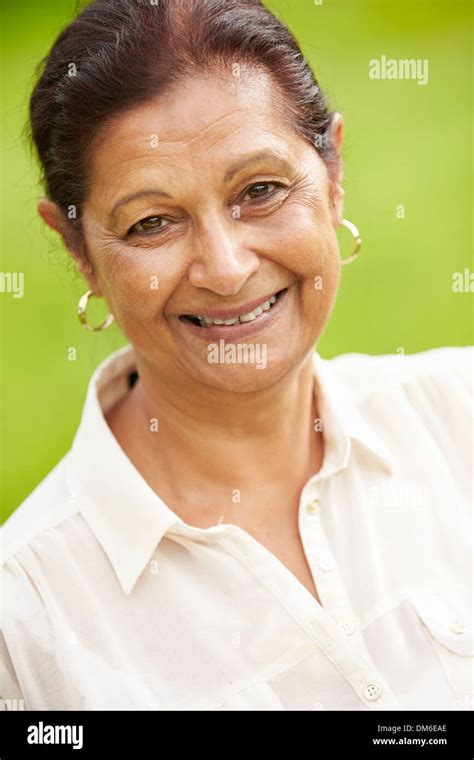 Outdoor Portrait Of Senior Indian Woman Stock Photo Alamy