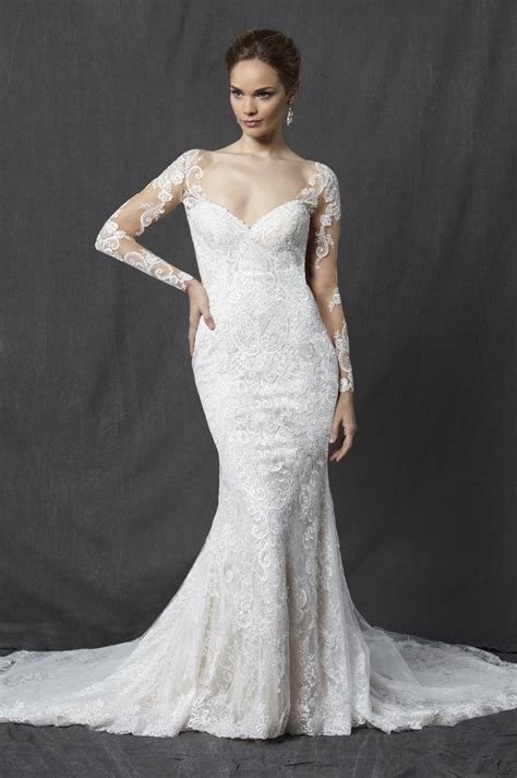 Long Sleeve Sweetheart Full Lace Sheath Wedding Dress Sheath Wedding Dress Lace Wedding