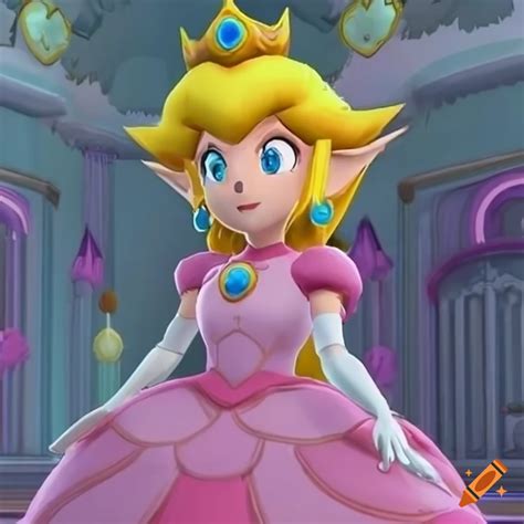 cosplay of princess peach in her dressing room on craiyon