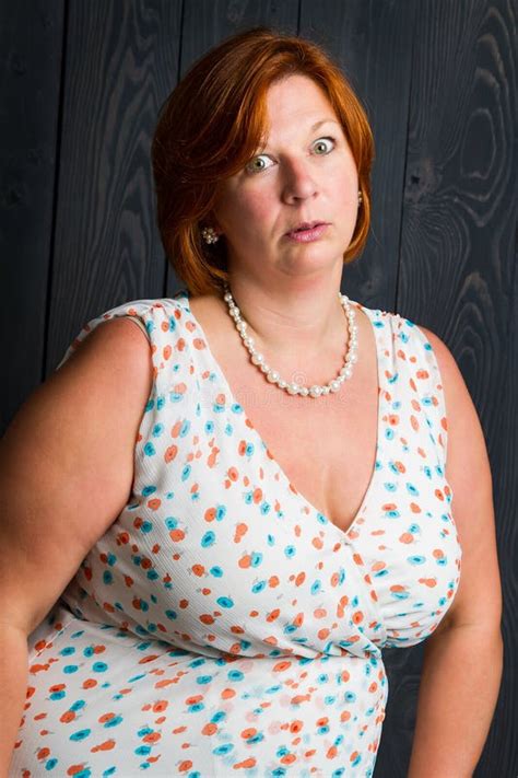 Overweight Mature Woman Stock Photo Image Of Cherry